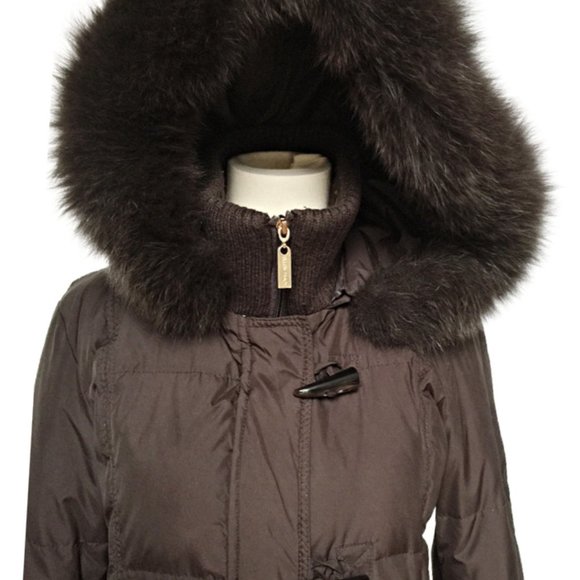 FINAL -Ellen Tracy Down Mid Length Coat w/Fox Fur S - Picture 4 of 5